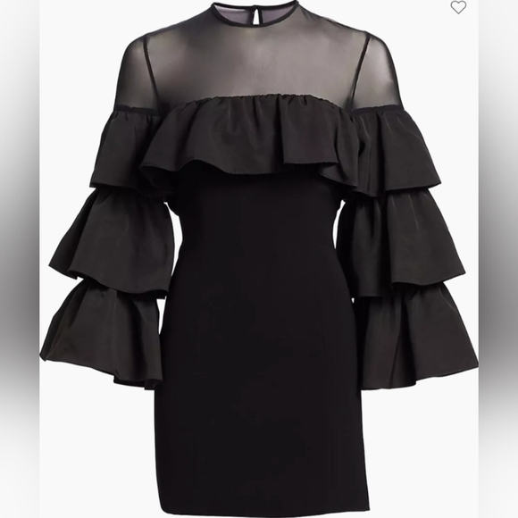 Cinq à Sept Black Valentina Tiered Sleeve Mini Dress - Size 8 - Picture 3 of 7